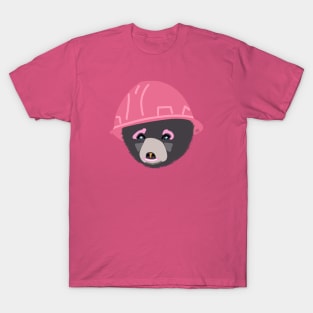 Funny Bear Cub in a Pink Hard Hat Girl Apprentice Construction Humor T-Shirt